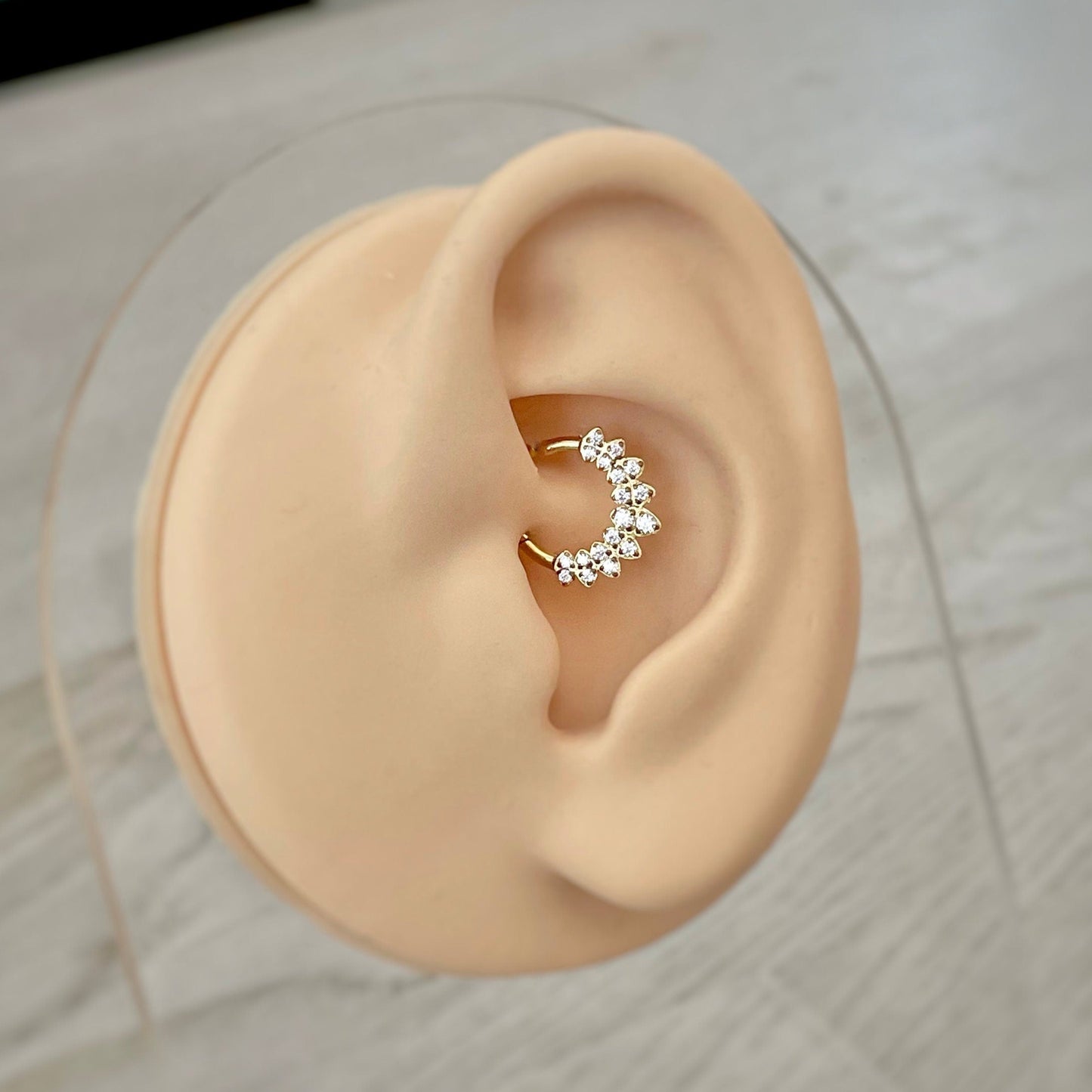 Gold CZ Daith Earring (16G | 8mm or 10mm | Surgical Steel | Gold, Silver w/Multiple Colored CZs)