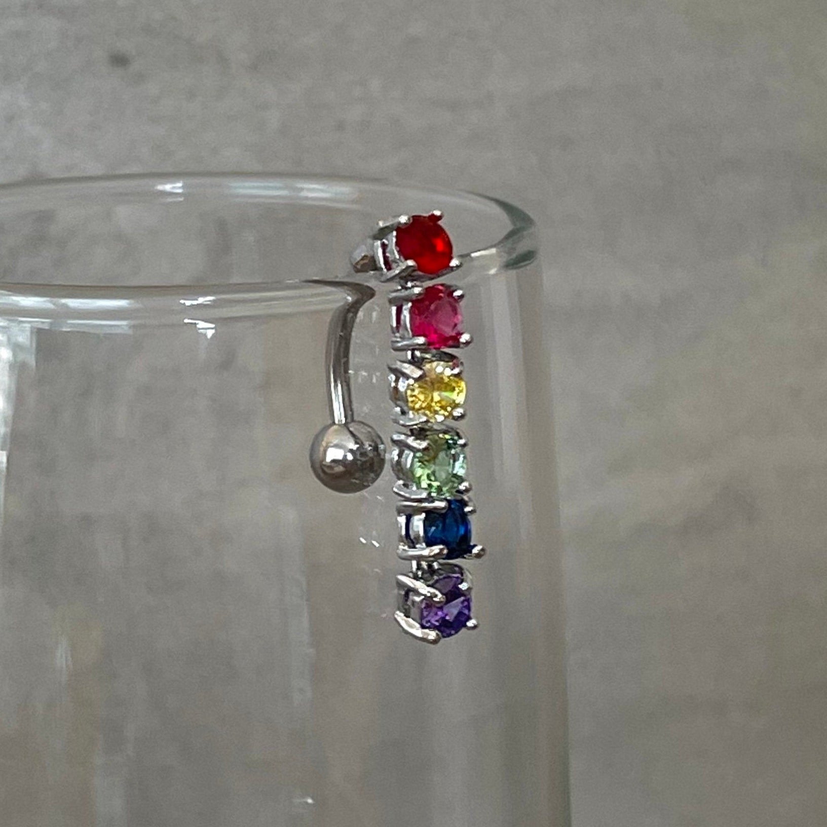 Rainbow Top Down Belly Button Piercing (14G | 10mm | Surgical Steel)