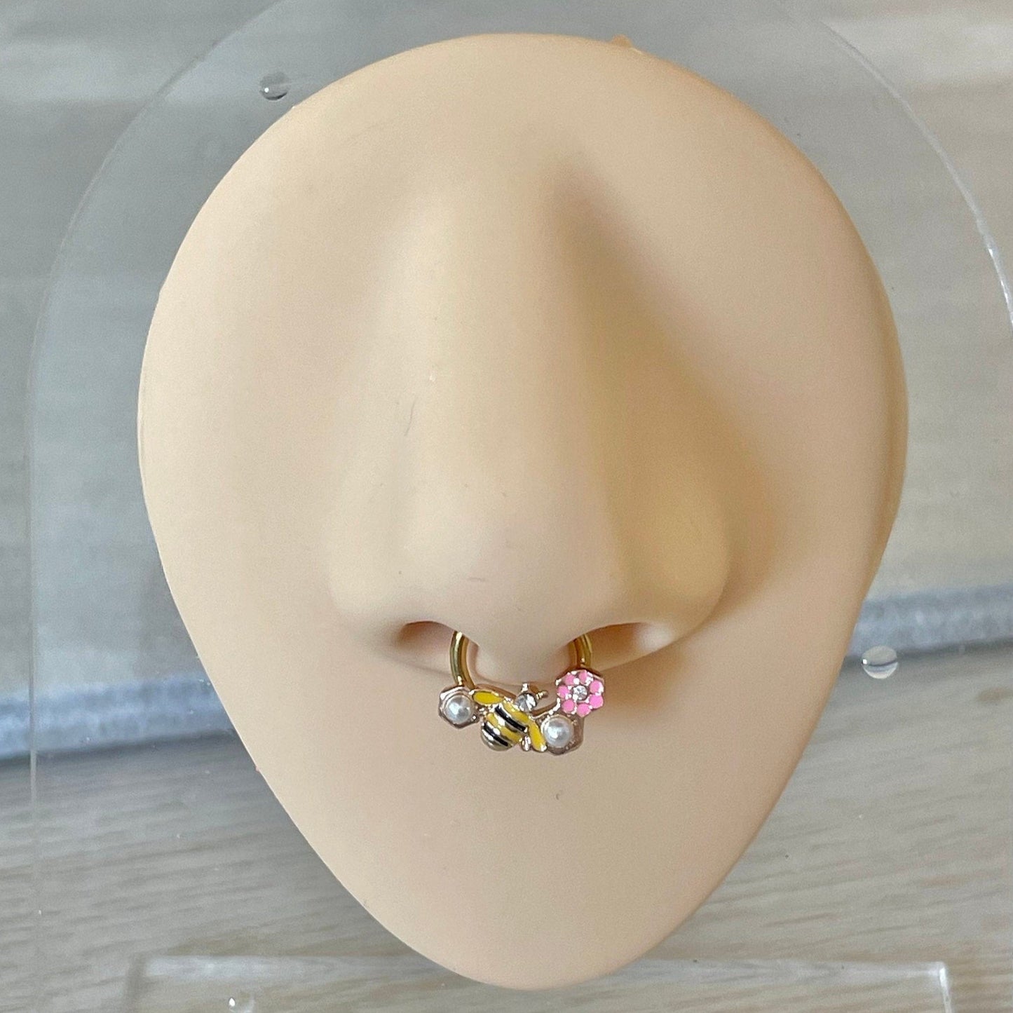 Gold Bee Septum Piercing (16G, 8mm or 10mm, Surgical Steel)