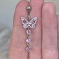 Silver Butterfly Belly Button Piercing (14G | 10mm | Surgical Steel | Silver with clear CZs, Silver with pink CZs, or Gold with clear CZs)