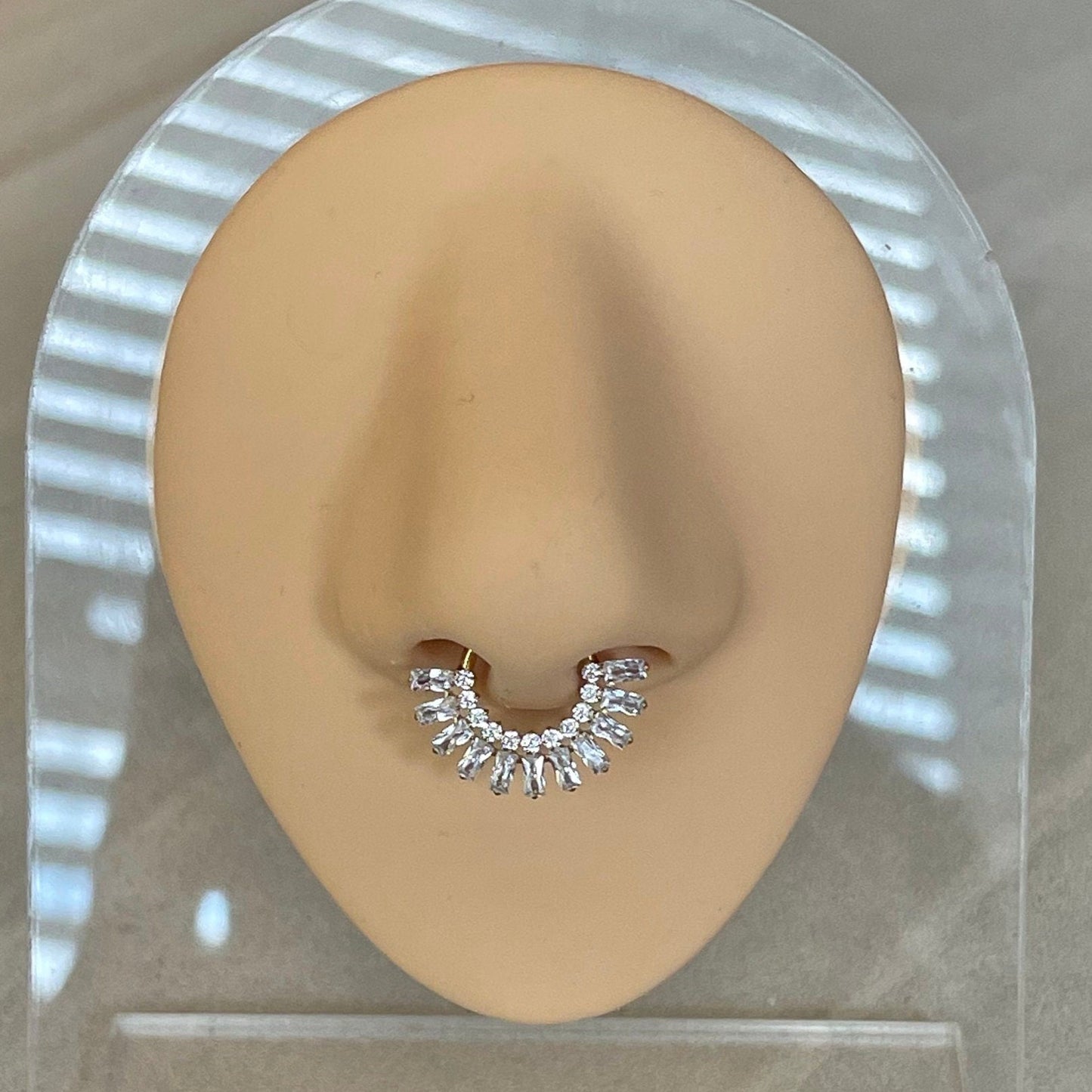 Titanium Gold Sunburst Septum Piercing (16G | 8mm or 10mm | Implant-Grade Titanium | Silver or Gold)