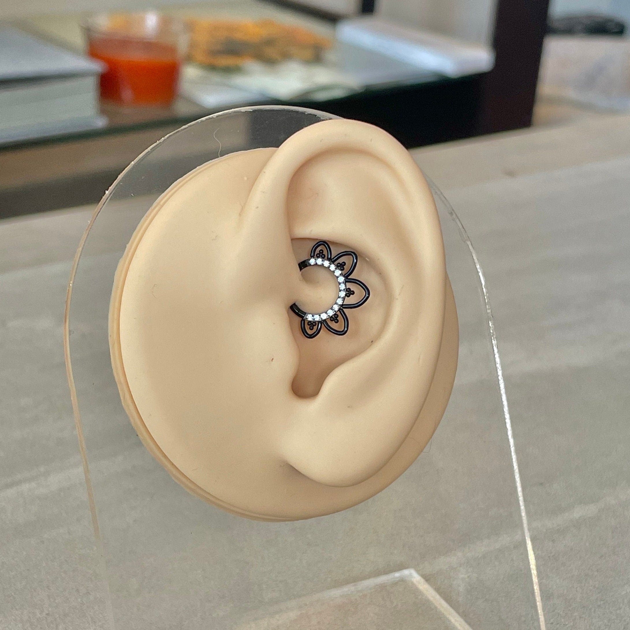 Cute CZ Daith Earring (16G | 8mm or 10mm | Titanium | Silver, Gold, Rose Gold, Black)