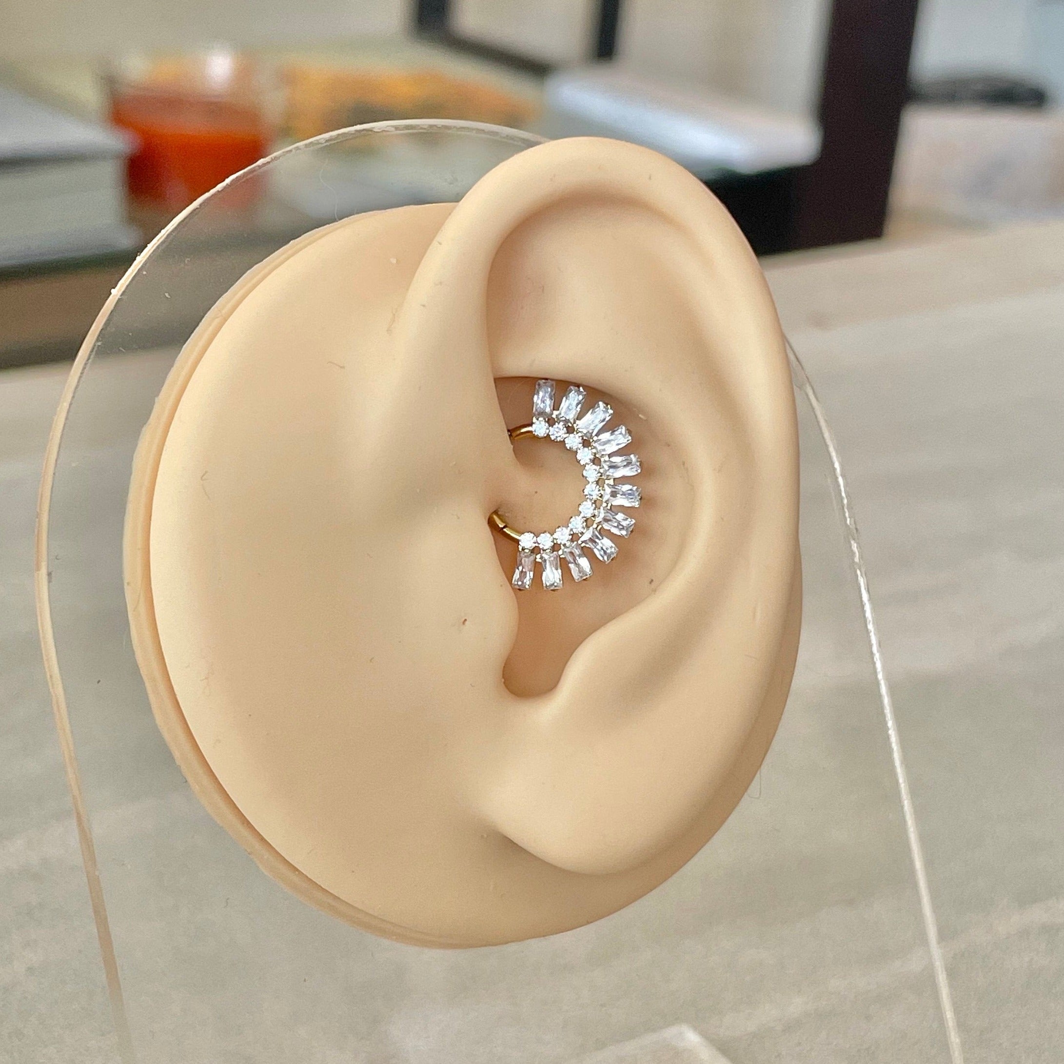 Sparkly Titanium Daith Earring (16G | 8mm or 10mm | Titanium | Silver or Gold)