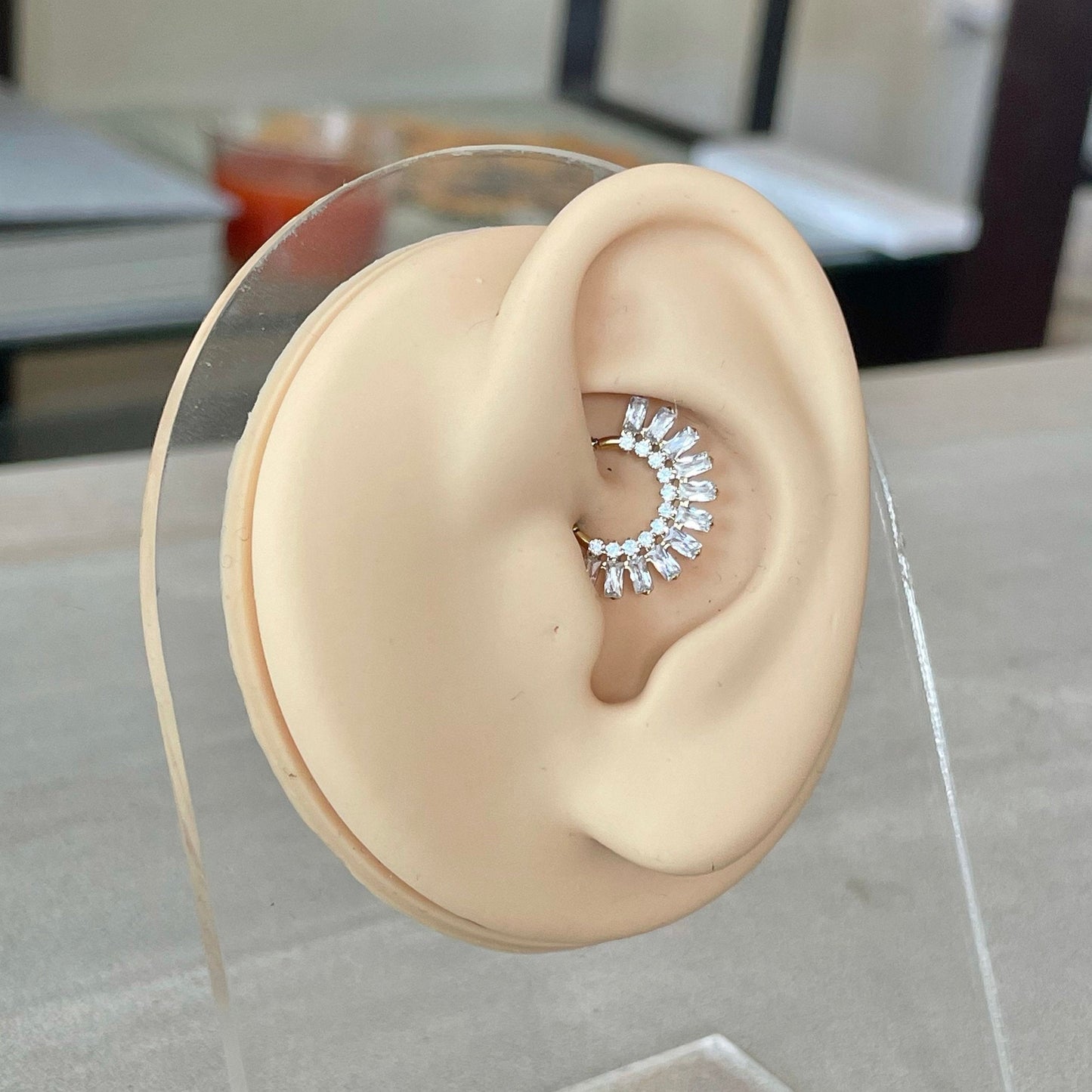 Sparkly Titanium Daith Earring (16G | 8mm or 10mm | Titanium | Silver or Gold)