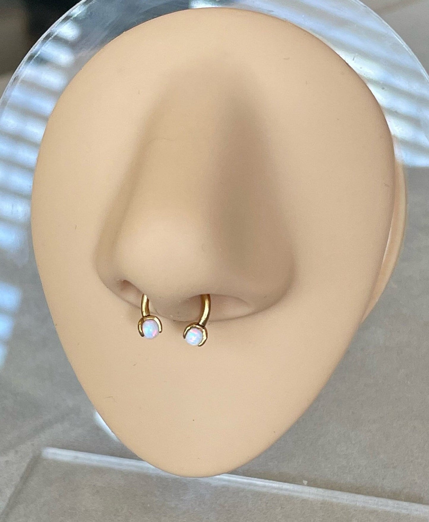 Internally Threaded Opal Septum Horseshoe (16G | 8mm | Surgical Steel | Gold, Silver, Black, Rose Gold and more!)