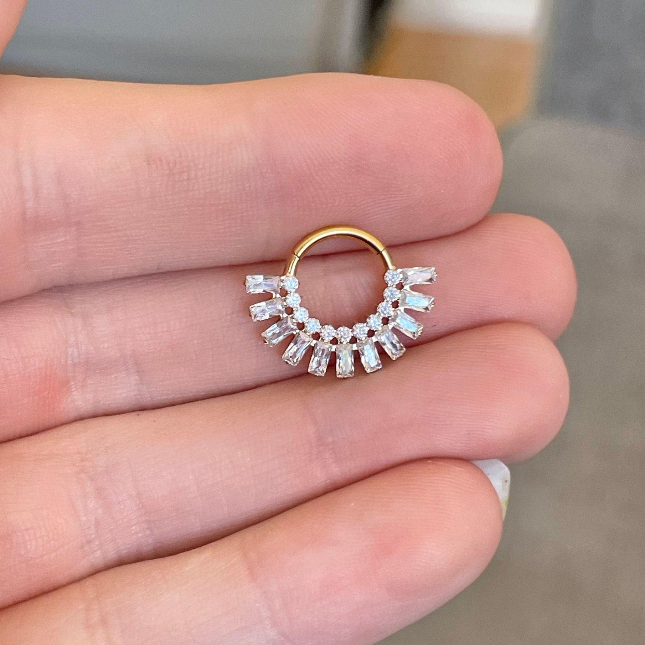 Sparkly Titanium Daith Earring (16G | 8mm or 10mm | Titanium | Silver or Gold)