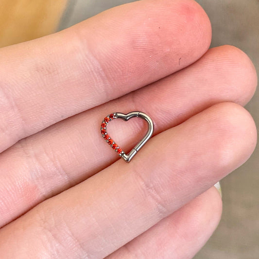 Titanium Heart Daith Earring (16G | 8mm or 10mm | Titanium | Silver, Rose Gold, and Gold Options)