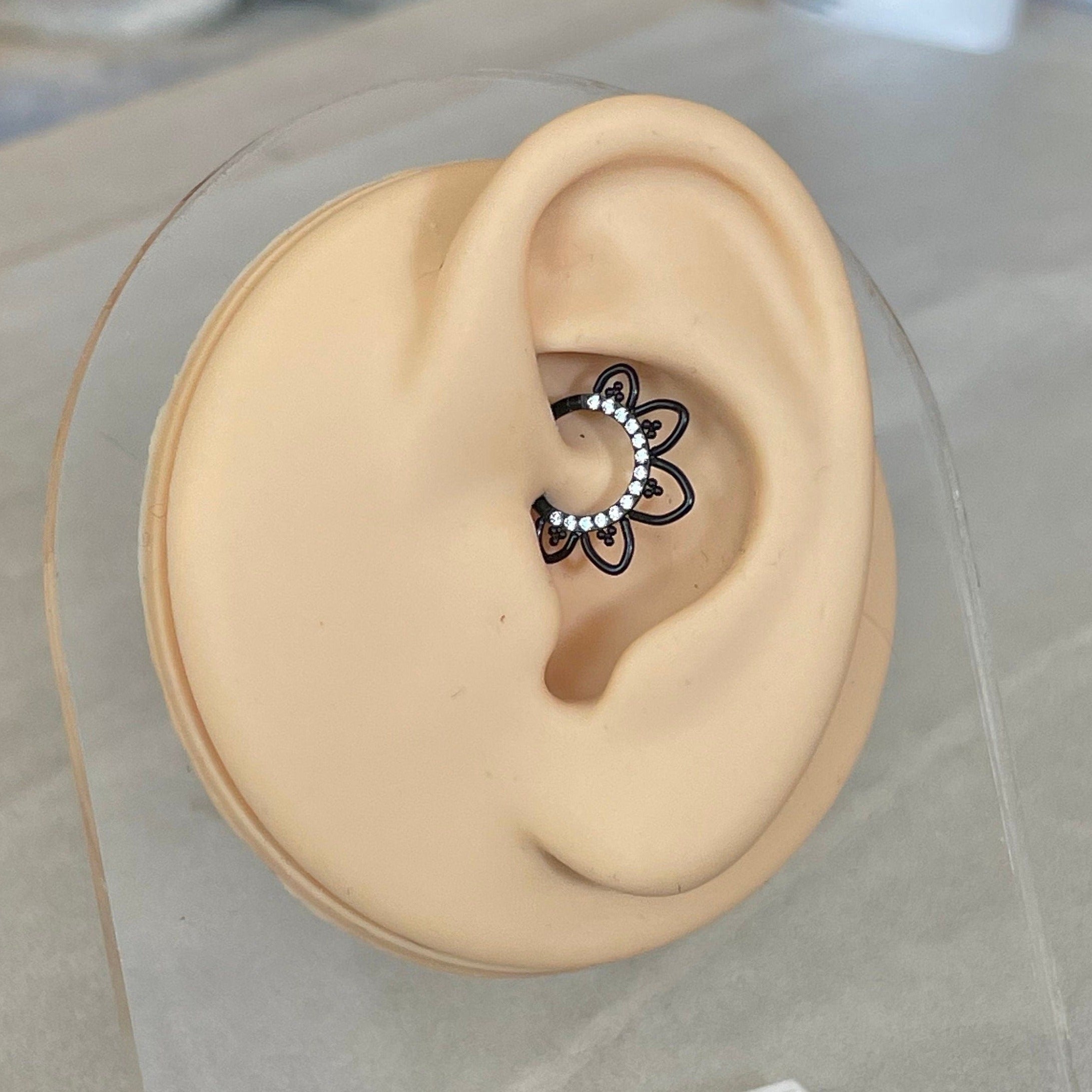 Cute CZ Daith Earring (16G | 8mm or 10mm | Titanium | Silver, Gold, Rose Gold, Black)