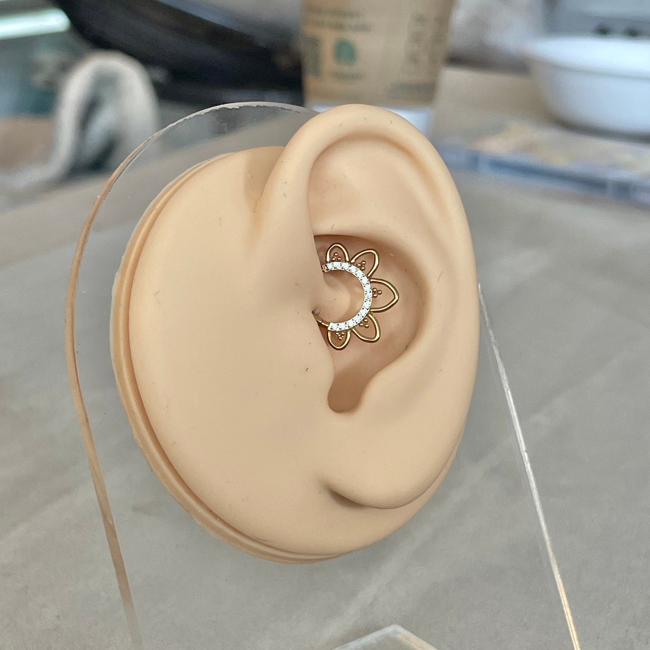 Gold Titanium Daith Earring (16G | 8mm or 10mm | Titanium | Silver, Gold, Rose Gold, or Black)