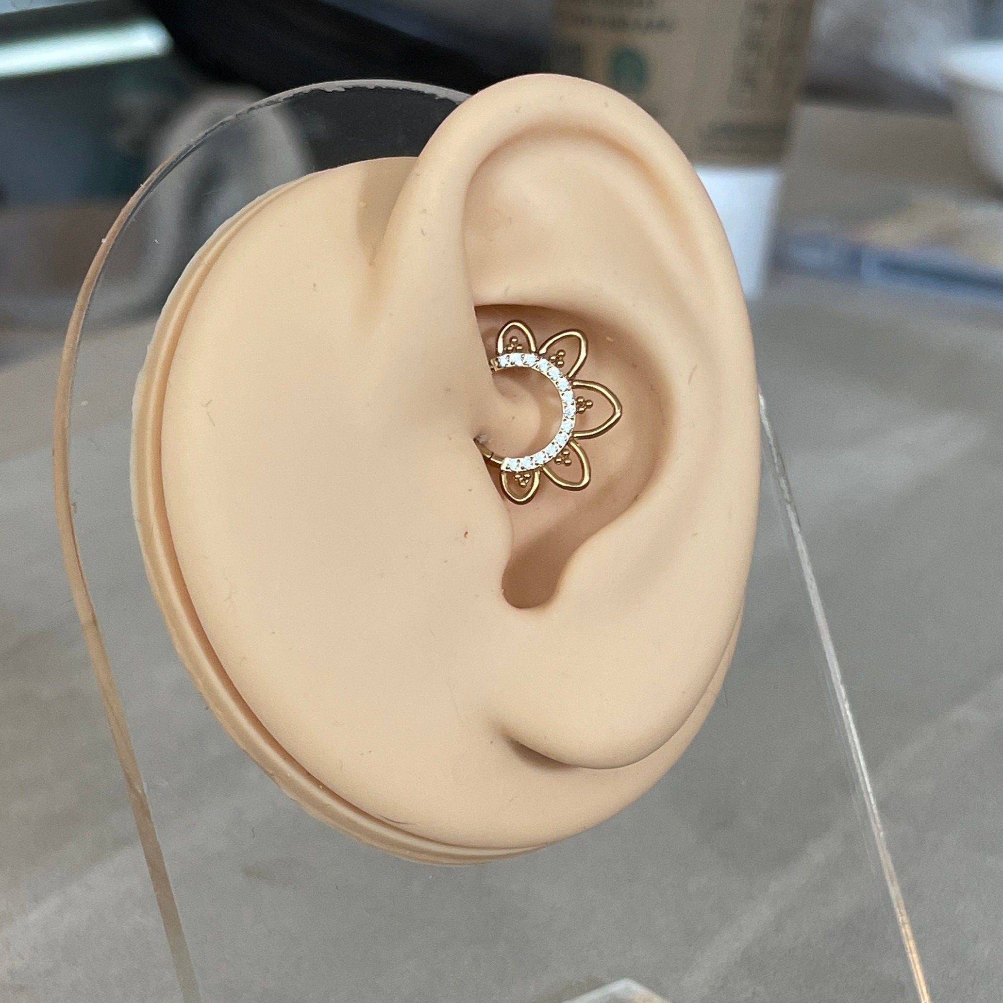 Gold Titanium Daith Earring (16G | 8mm or 10mm | Titanium | Silver, Gold, Rose Gold, or Black)
