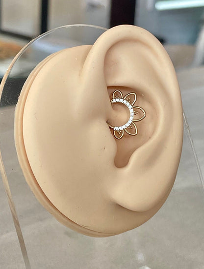 Gold Titanium Daith Earring (16G | 8mm or 10mm | Titanium | Silver, Gold, Rose Gold, or Black)