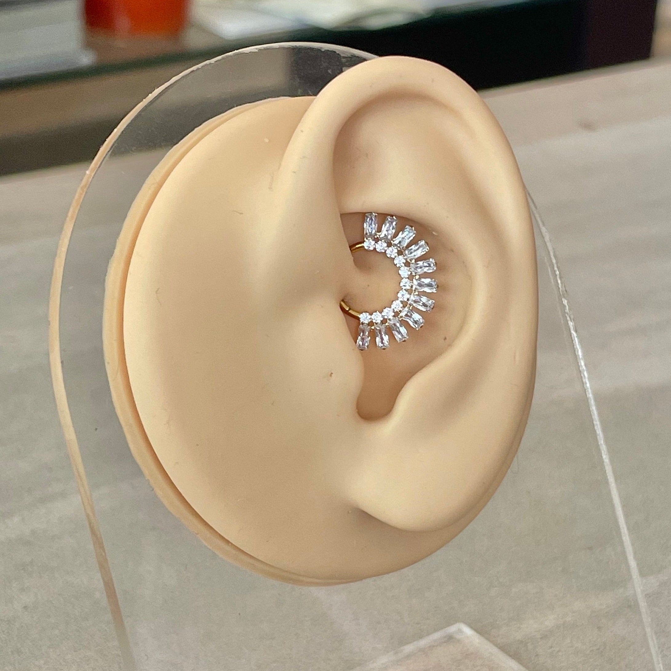 Sparkly Titanium Daith Earring (16G | 8mm or 10mm | Titanium | Silver or Gold)