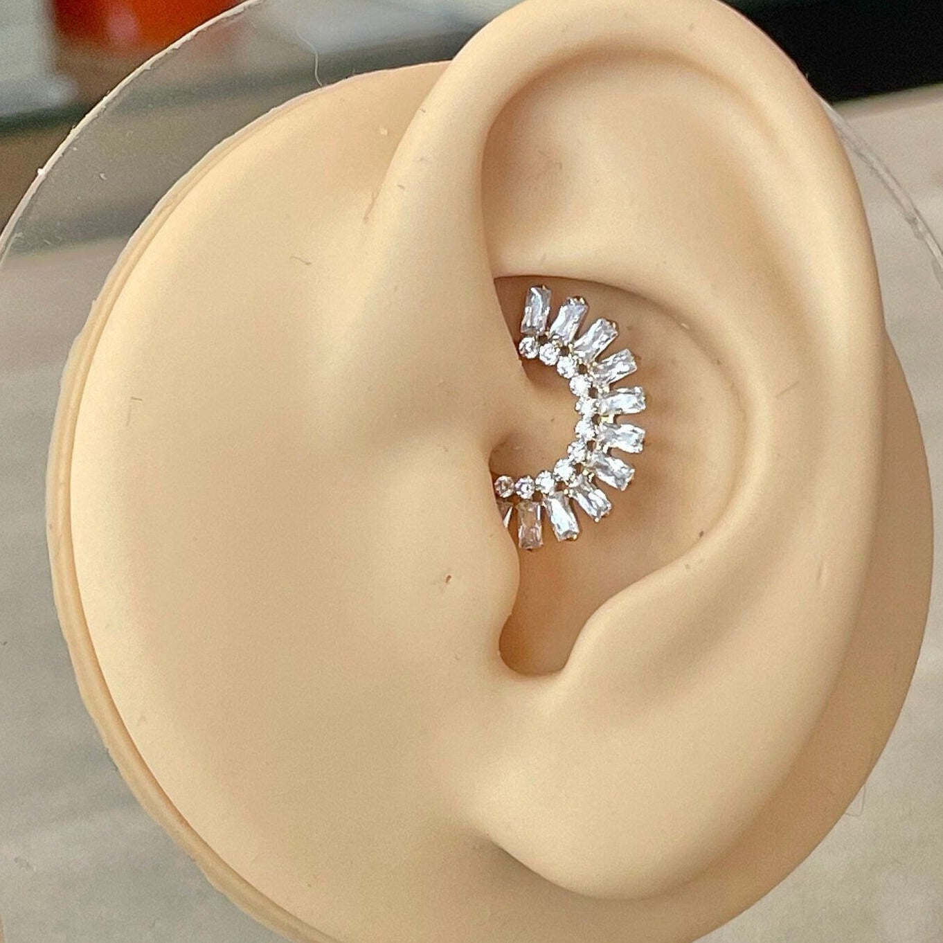 Sparkly Titanium Daith Earring (16G | 8mm or 10mm | Titanium | Silver or Gold)