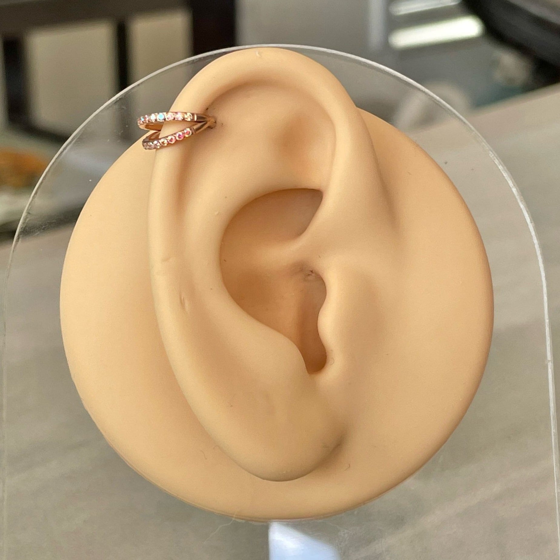 Titanium Rose Gold Aurora Helix Piercing (16G | 8mm or 10mm | Titanium | Rose Gold, Gold, or Silver)