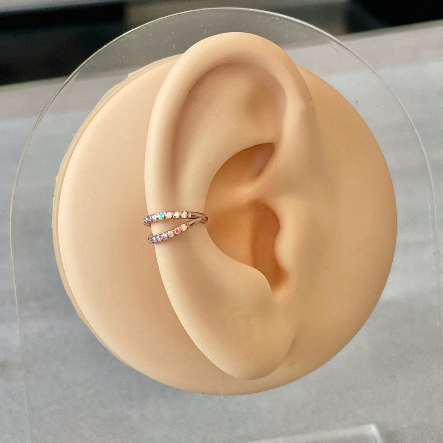 Rose Gold Aurora Conch Piercing (16G | 8mm or 10mm | Titanium | Rose Gold, Gold, or Silver)