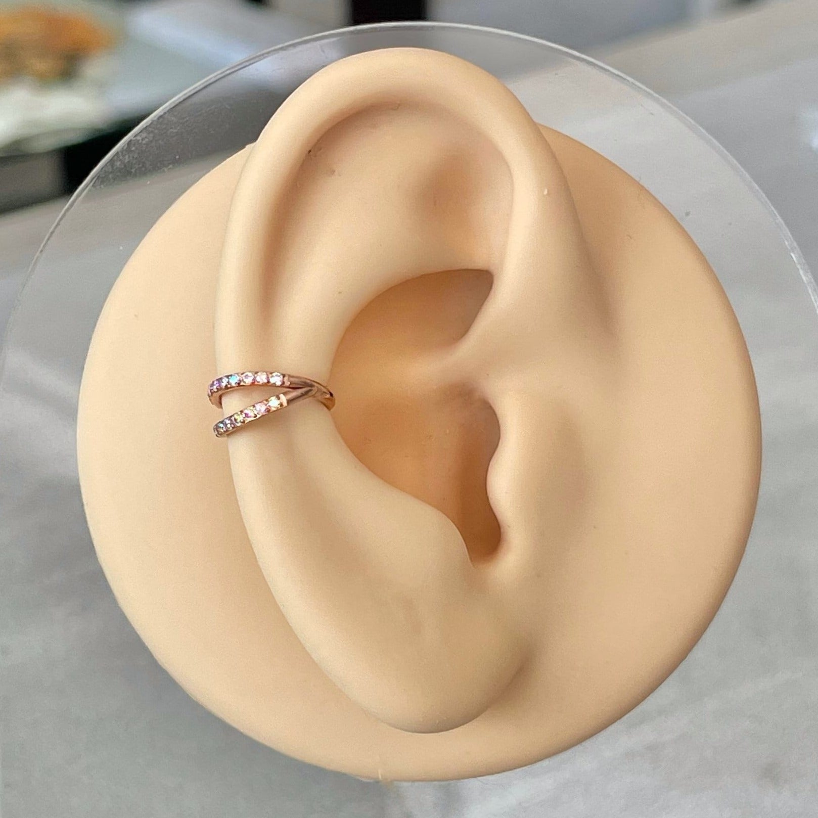 Rose Gold Aurora Conch Piercing (16G | 8mm or 10mm | Titanium | Rose Gold, Gold, or Silver)