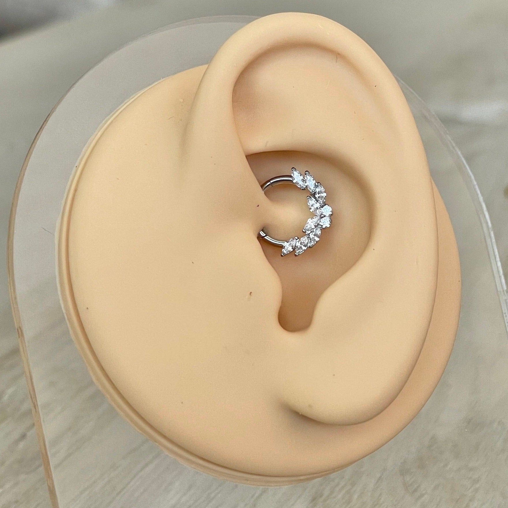 CZ Gold Daith Earring (16G | 8mm or 10mm | Surgical Steel | Gold or Silver)