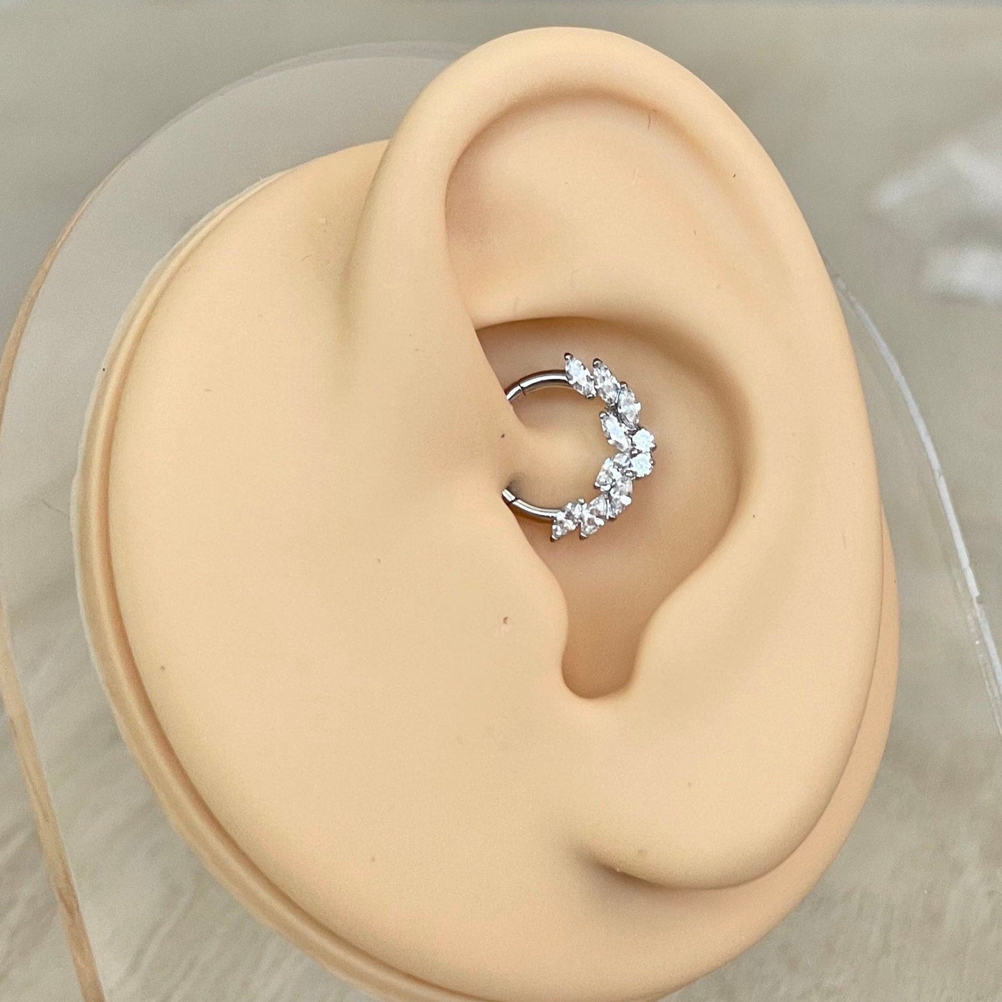 CZ Gold Daith Earring (16G | 8mm or 10mm | Surgical Steel | Gold or Silver)