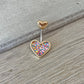 Gold Heart Belly Button Piercing (14G | 10mm | Surgical Steel | Silver or Gold)