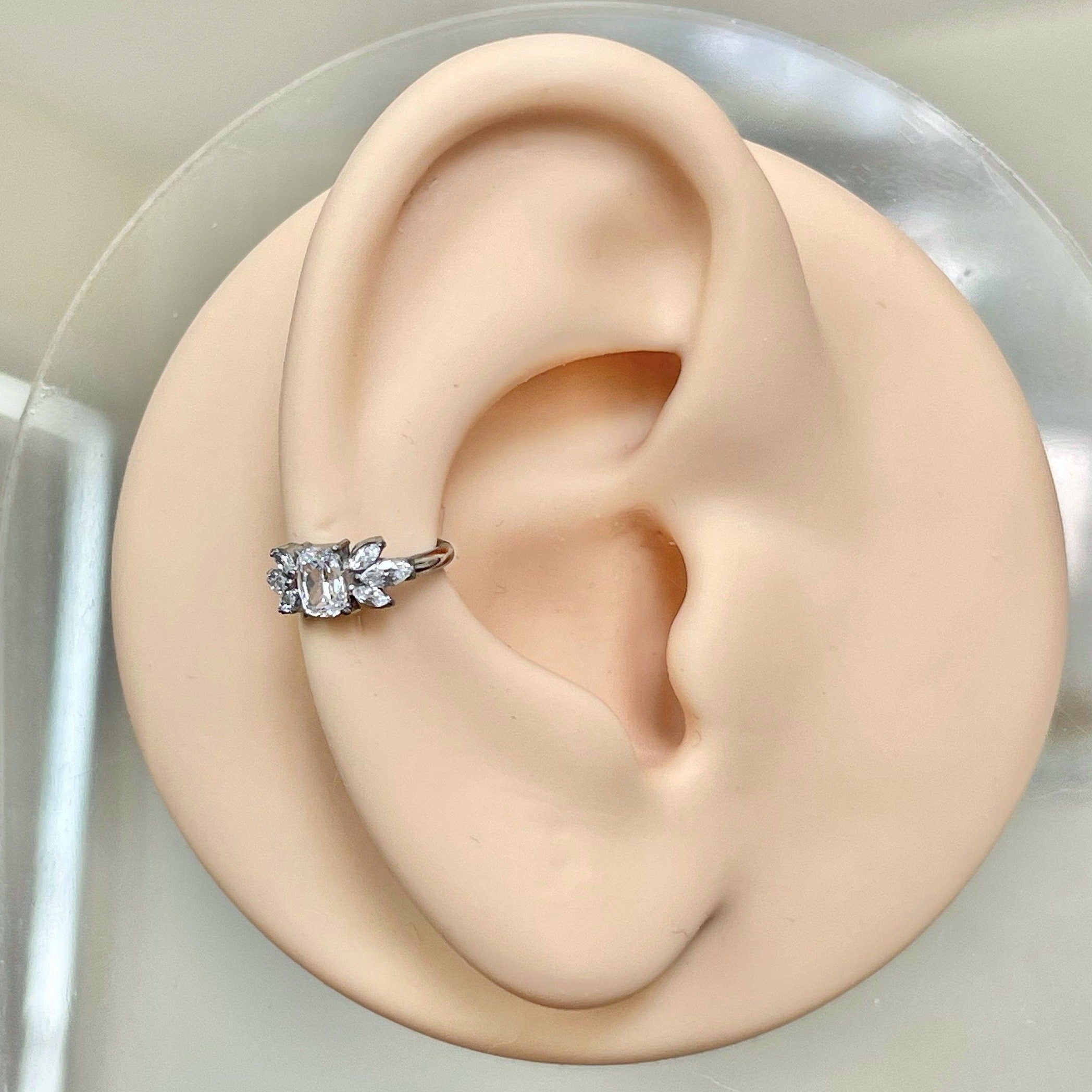 Gold Conch or Helix Earring (16G | 8mm or 10mm | Titanium | Silver or Gold)