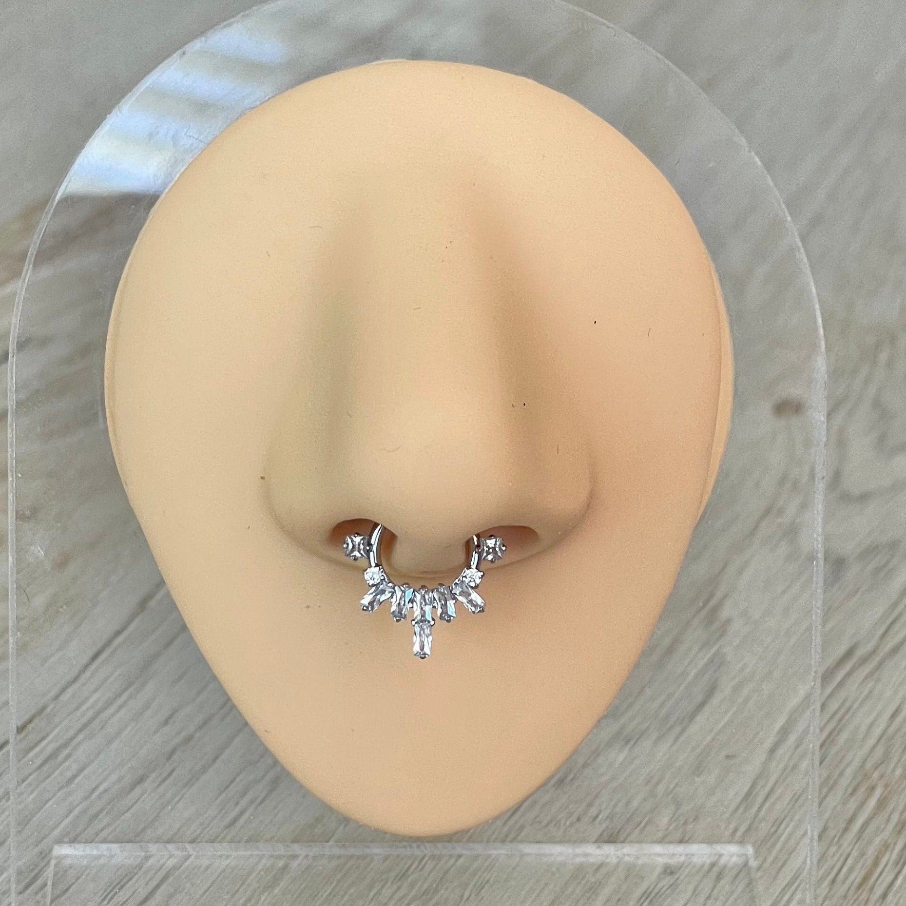 Silver CZ Septum Piercing (16G | 8mm or 10mm | Surgical Steel | Gold or Silver)