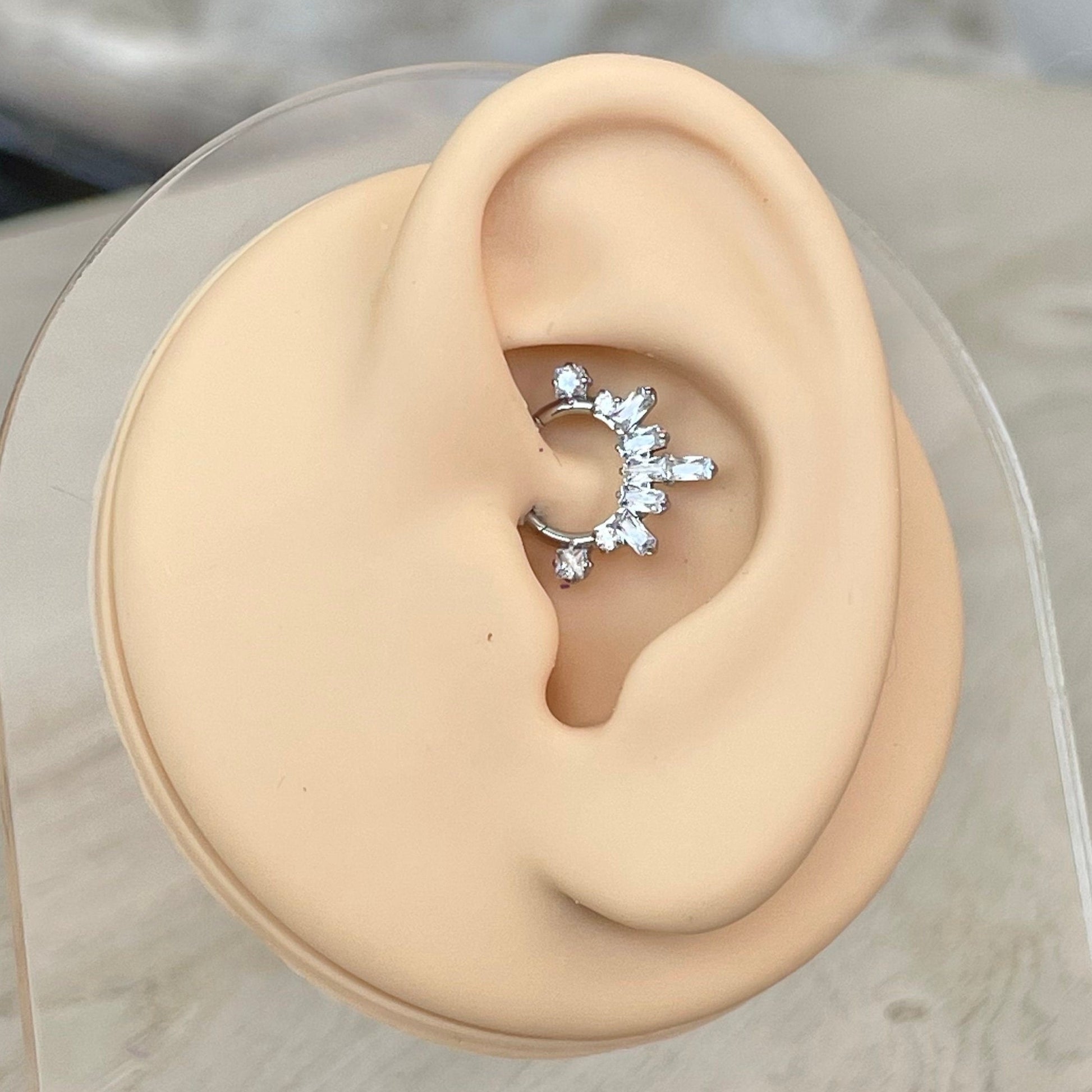 Gorgeous CZ Daith Earring (16G | 8mm or 10mm | Surgical Steel | Gold or Silver)