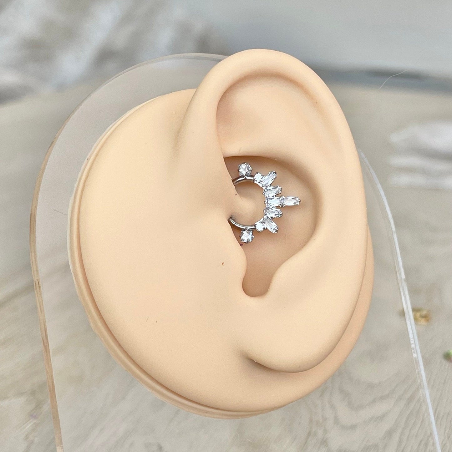 Gorgeous CZ Daith Earring (16G | 8mm or 10mm | Surgical Steel | Gold or Silver)