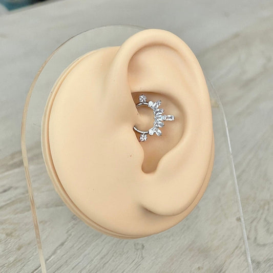 White Gold Daith Earring (16G | 8mm or 10mm | 14k Solid Gold | White or Yellow Gold)