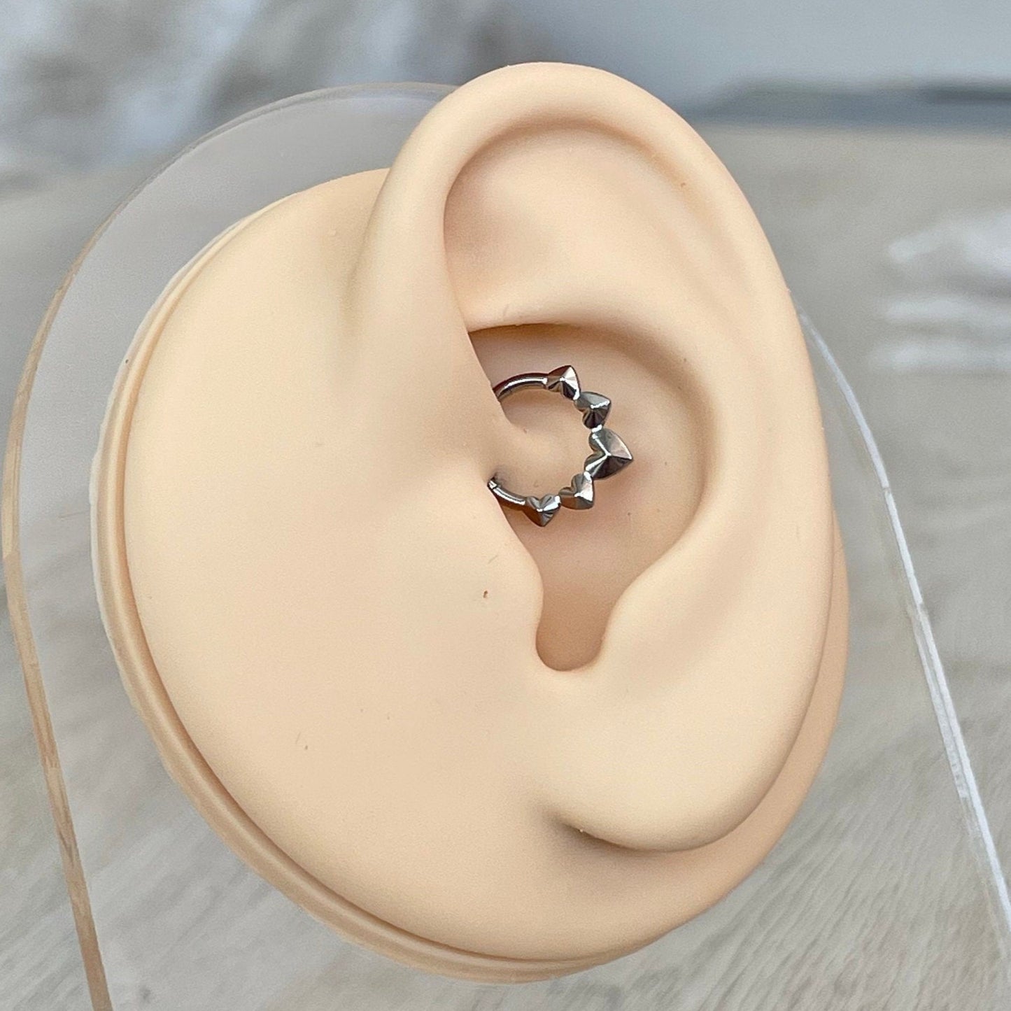 Titanium Heart Daith Earring (16G | 8mm or 10mm | Titanium | Silver or Gold)