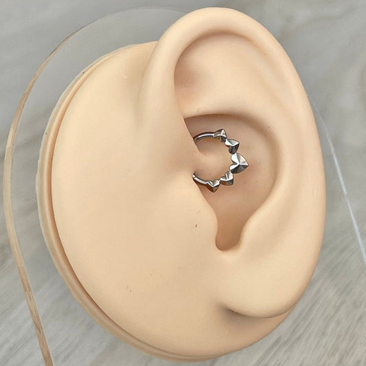 Titanium Heart Daith Earring (16G | 8mm or 10mm | Titanium | Silver or Gold)