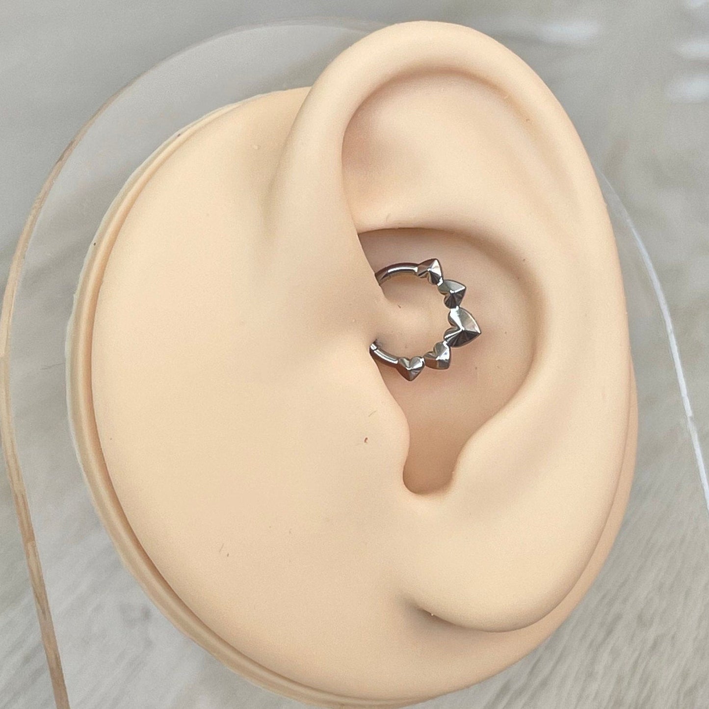 Titanium Heart Daith Earring (16G | 8mm or 10mm | Titanium | Silver or Gold)