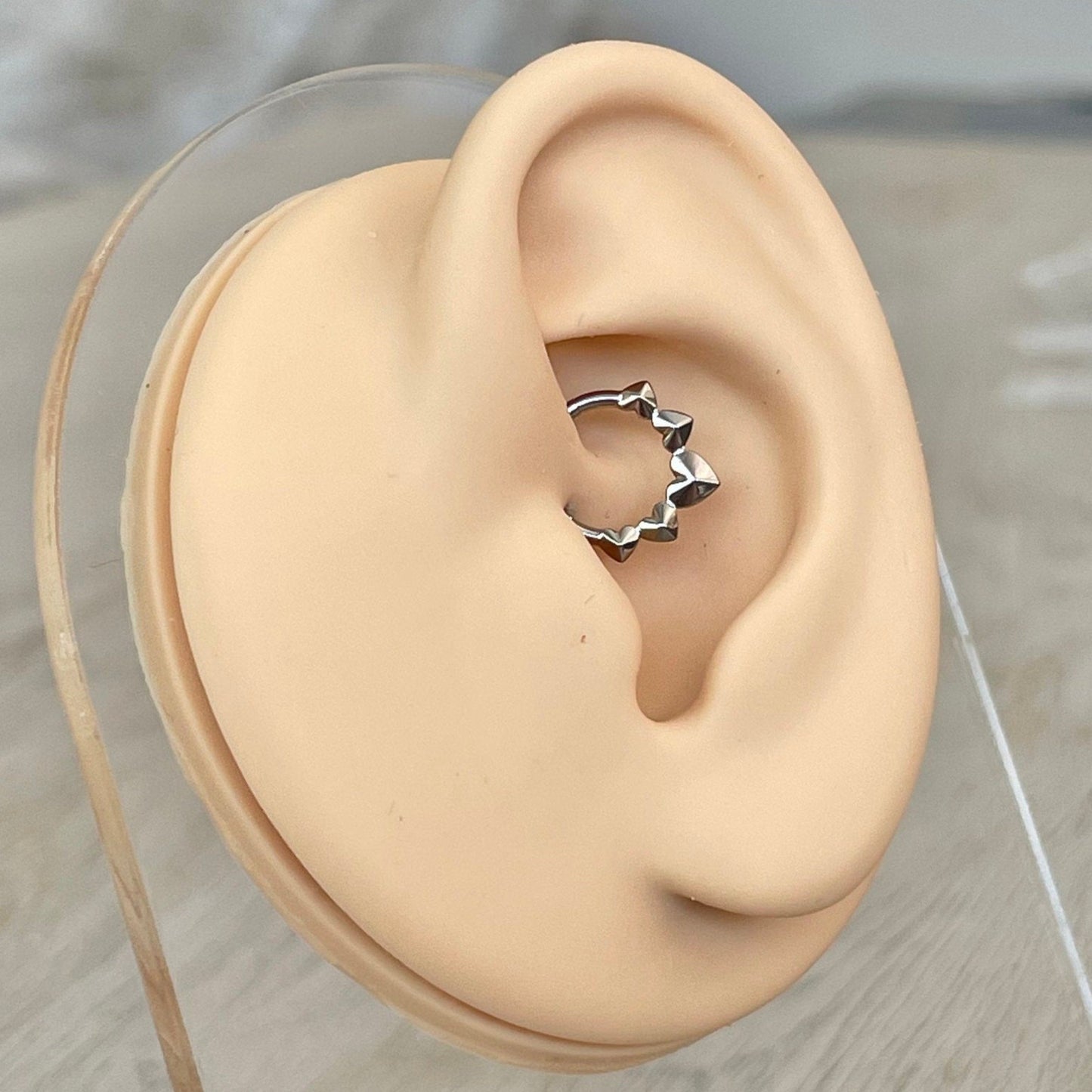 Titanium Heart Daith Earring (16G | 8mm or 10mm | Titanium | Silver or Gold)