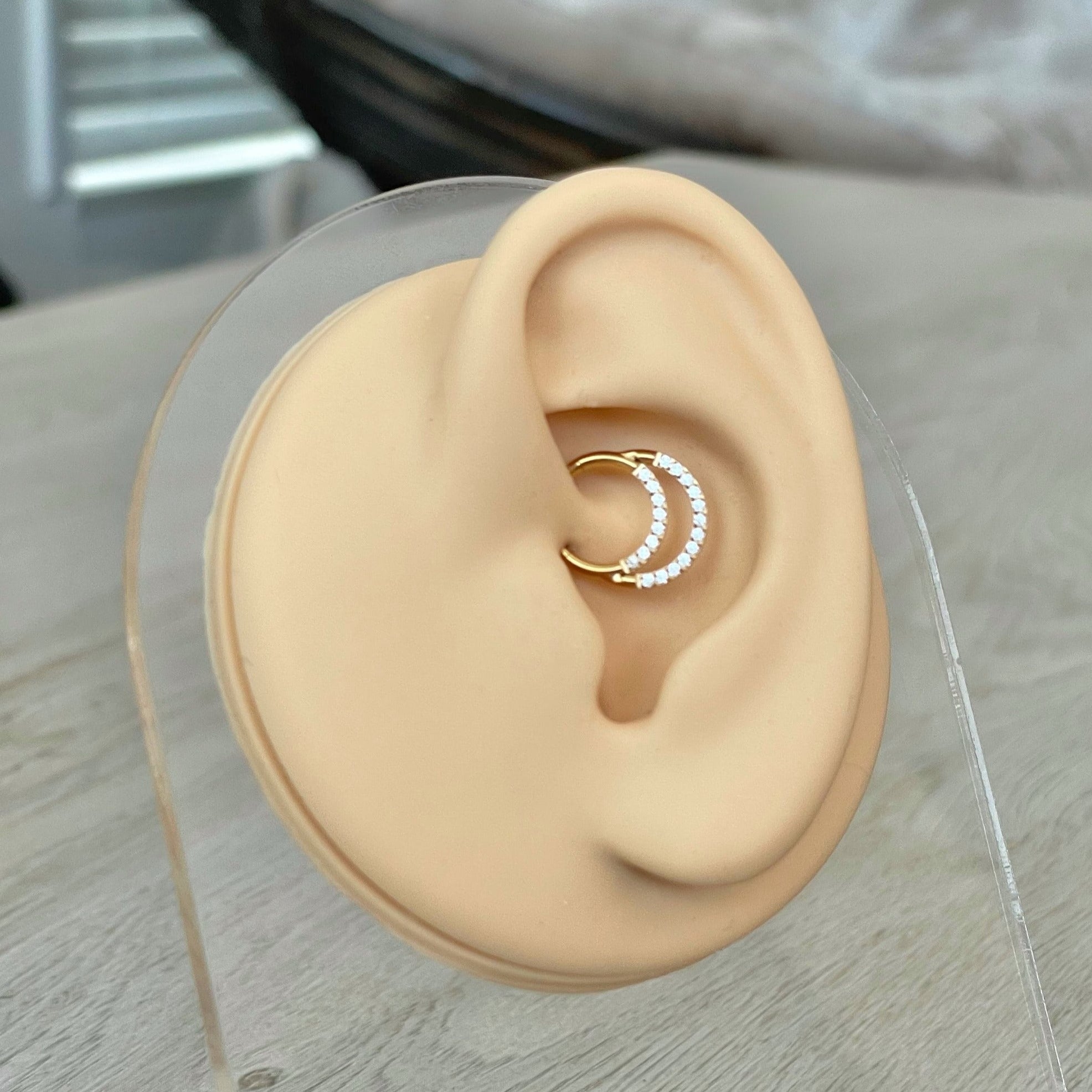 Titanium Double Daith Earring (16G | 6mm, 8mm, or 10mm | Titanium | Silver or Gold)