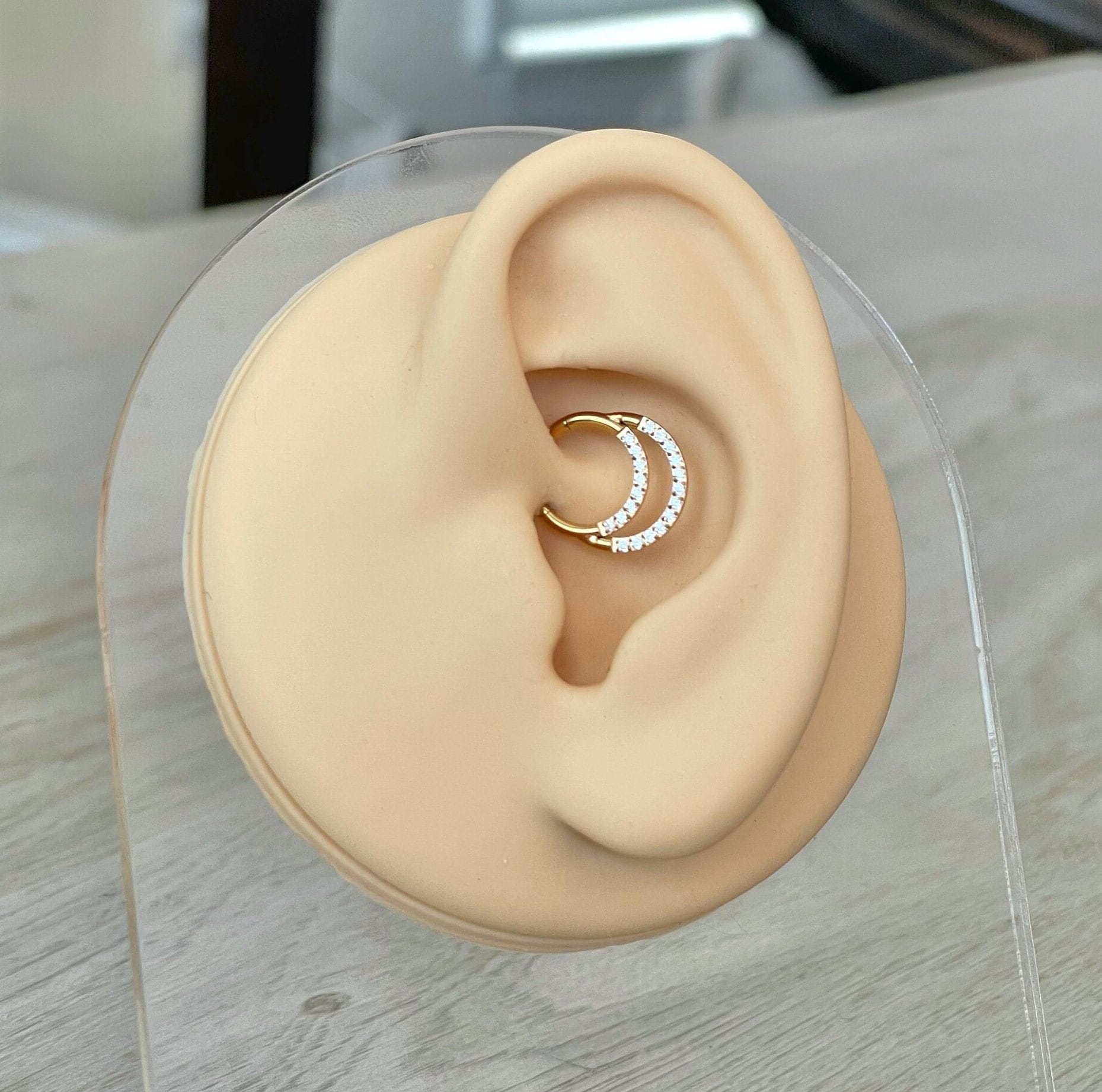 Titanium Double Daith Earring (16G | 6mm, 8mm, or 10mm | Titanium | Silver or Gold)
