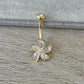 Gold Flower Belly Button Ring (14G | 10mm | Surgical Steel | Gold, Rose Gold, or Silver)