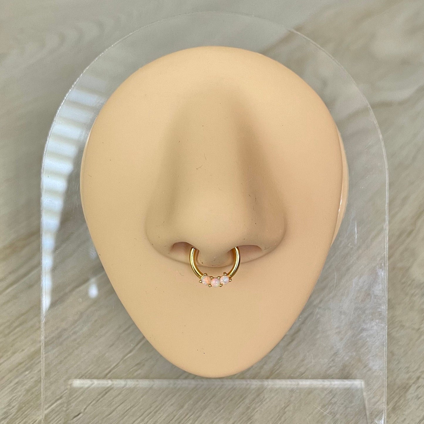 Opal Septum Piercing (16G | 8mm or 10mm | Surgical Steel | Gold or Silver)