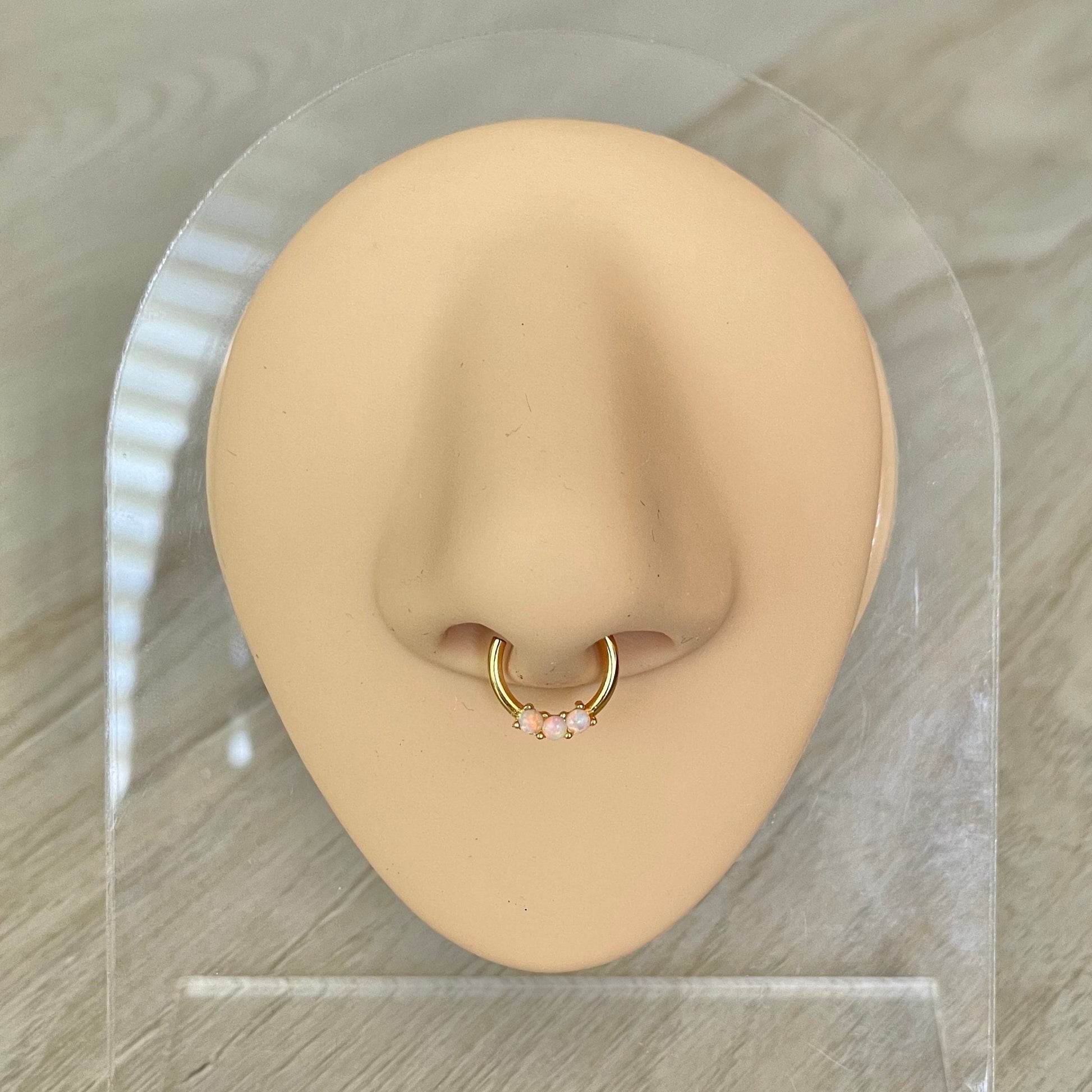 Opal Septum Piercing (16G | 8mm or 10mm | Surgical Steel | Gold or Silver)