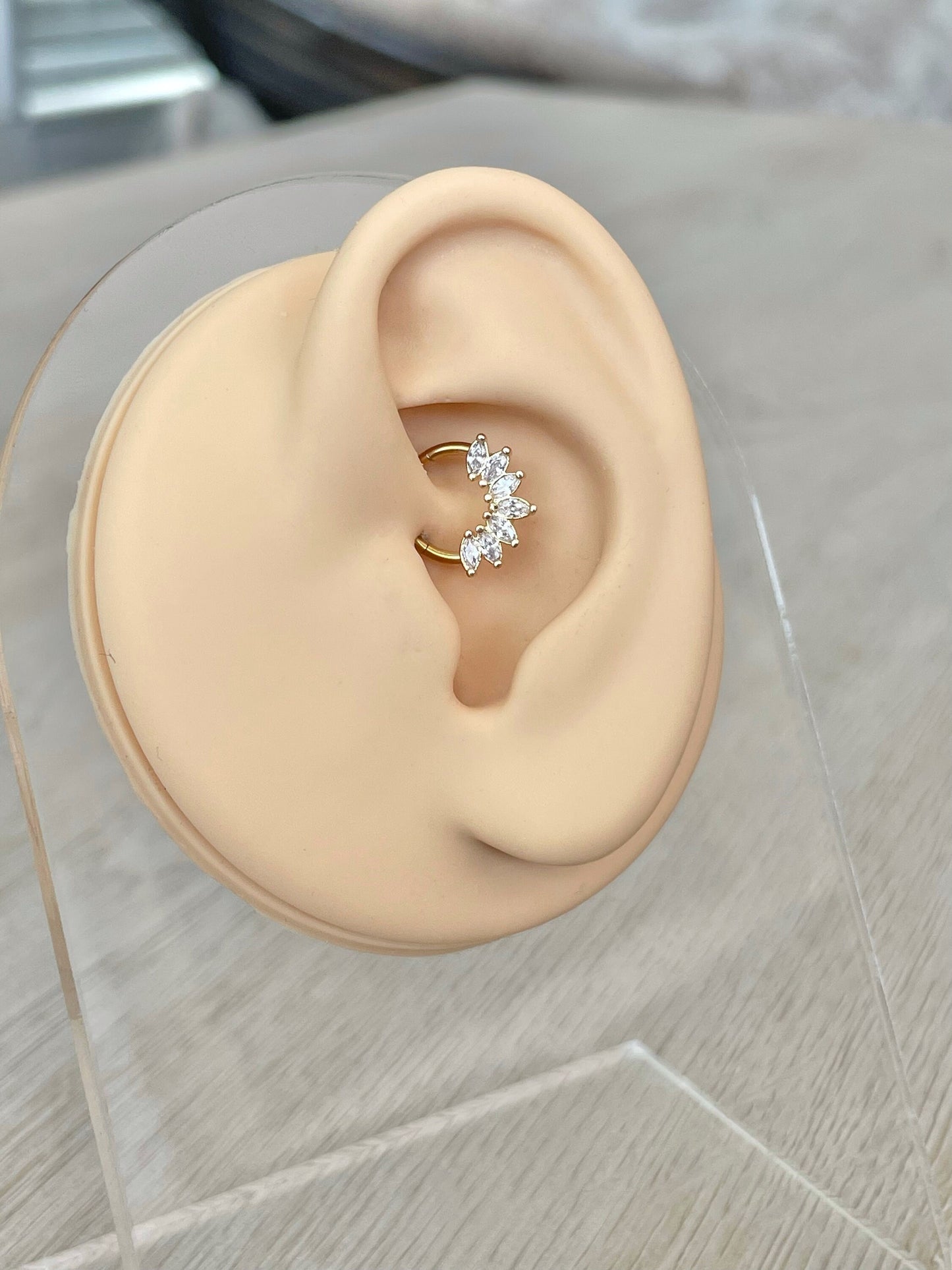 Dainty Sunburst Daith Earring (16G | 8mm or 10mm | Surgical Steel | Gold or Silver)
