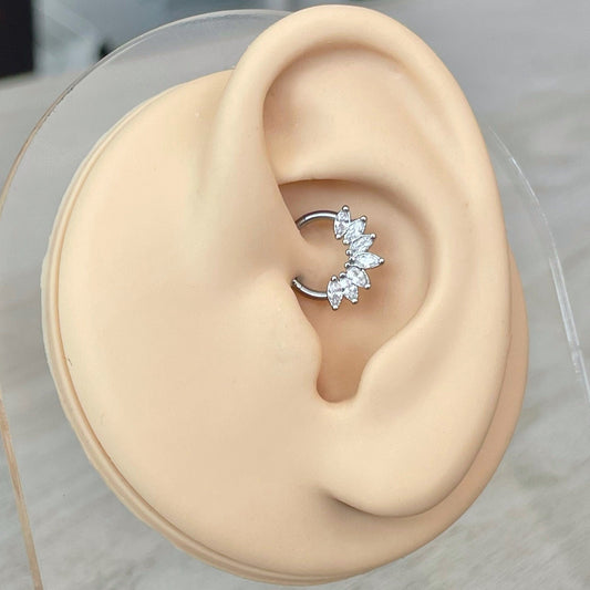 Dainty Sunburst Daith Earring (16G | 8mm or 10mm | Surgical Steel | Gold or Silver)