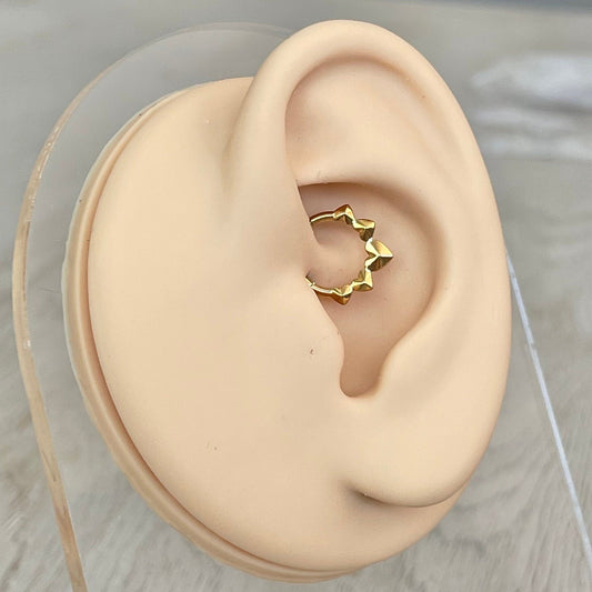 Titanium Heart Daith Earring (16G | 8mm or 10mm | Titanium | Silver or Gold)
