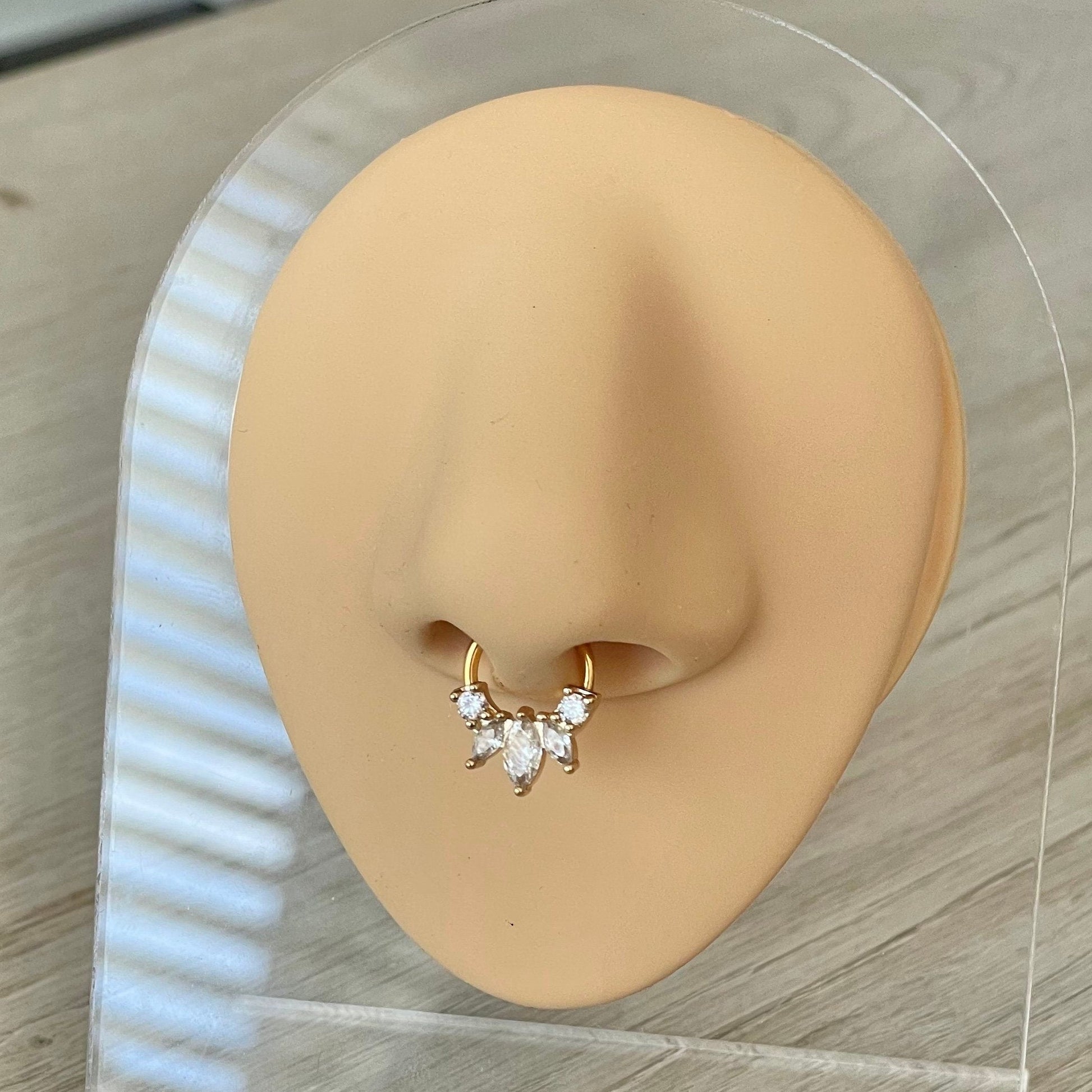 Gold CZ Septum Piercing (16G | 8mm | Surgical Steel | Gold or Silver)