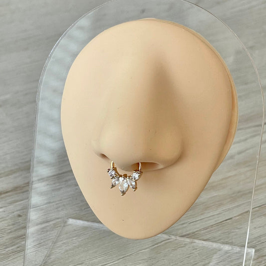 Gold CZ Septum Piercing (16G | 8mm | Surgical Steel | Gold or Silver)