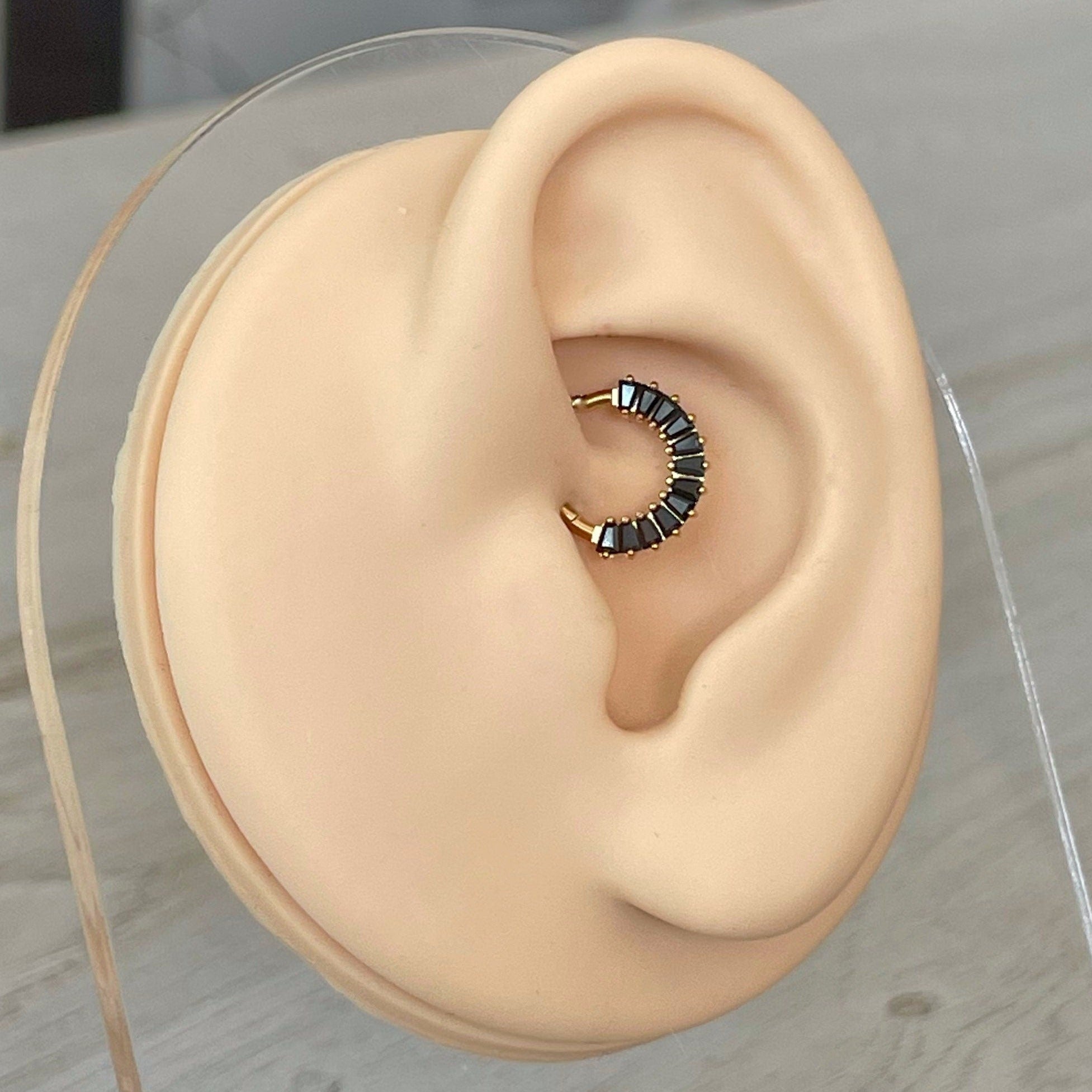 Titanium Gold & Black Daith Earring (16G | 8mm or 10mm | Titanium | Multiple Color Options)