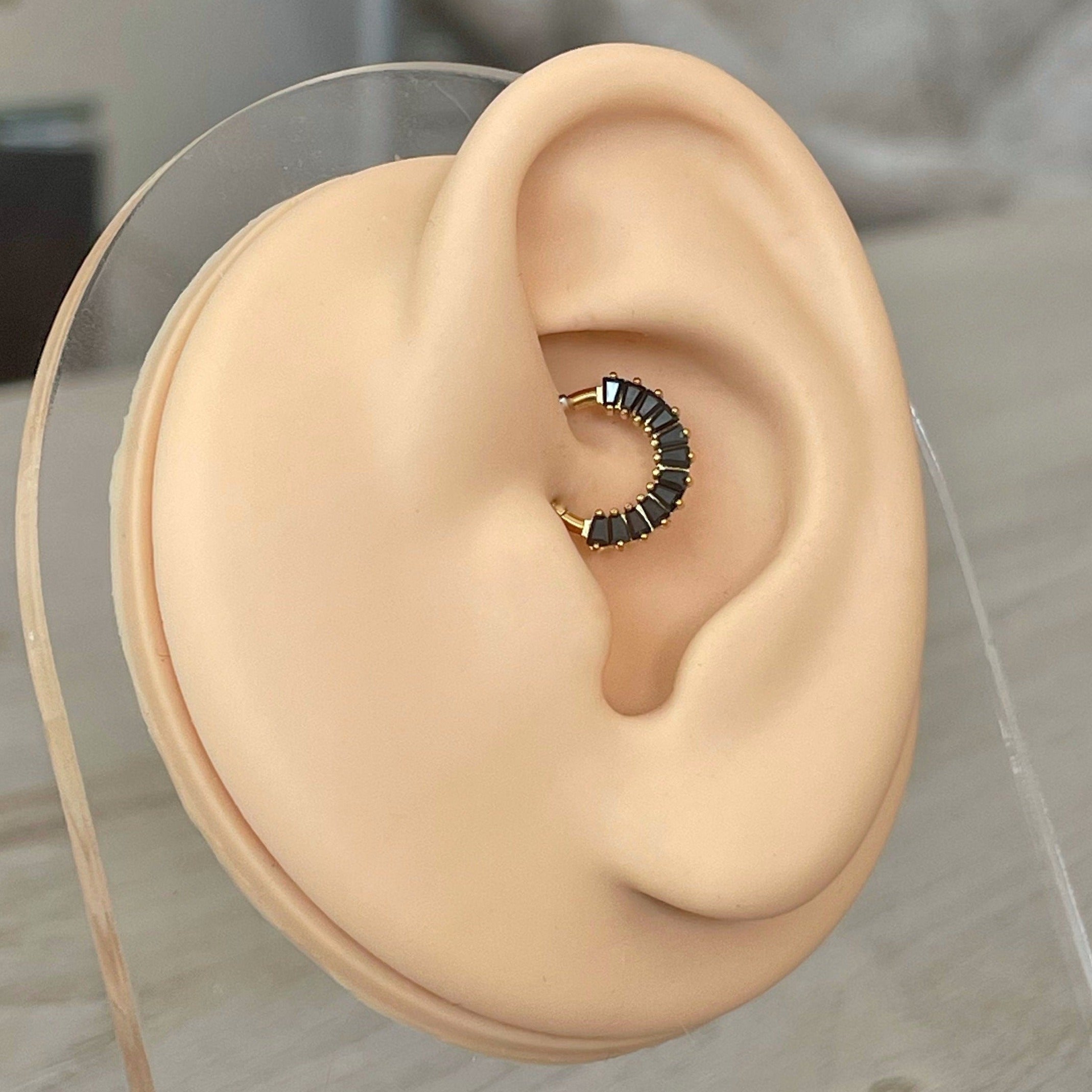 Titanium Gold & Black Daith Earring (16G | 8mm or 10mm | Titanium | Multiple Color Options)