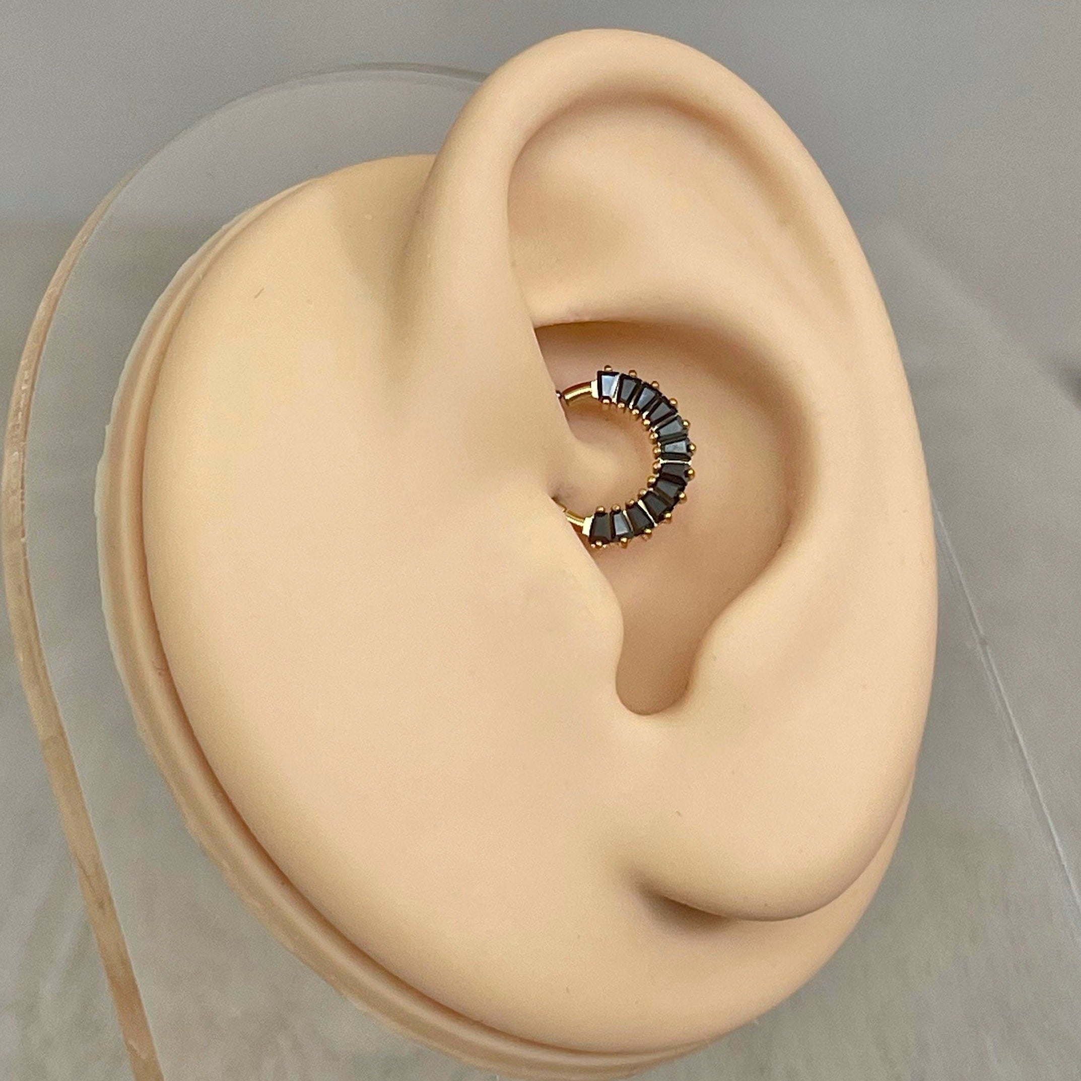 Titanium Gold & Black Daith Earring (16G | 8mm or 10mm | Titanium | Multiple Color Options)