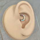 Titanium Crystal Daith Piercing (16G, 8mm or 10mm, Titanium, Silver with Aurora Color-Shifting CZs, Silver with Clear CZs, Gold with Clear CZs, Gold with Black CZs, Black with Dark CZs)