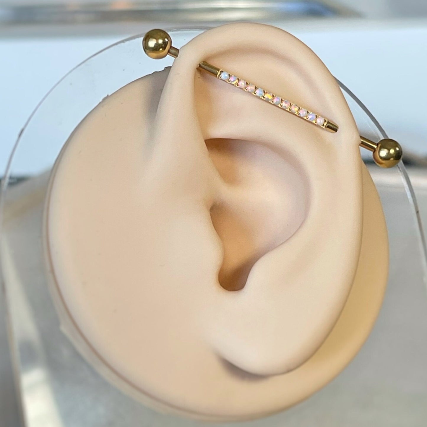 Opal Gold Titanium Industrial Piercing Jewelry (14G | 38mm | Titanium | Multiple Color Options)