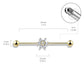Gold Flower Industrial Piercing Jewelry (14G | 38mm | Surgical Steel | Gold, Rose Gold or Silver)