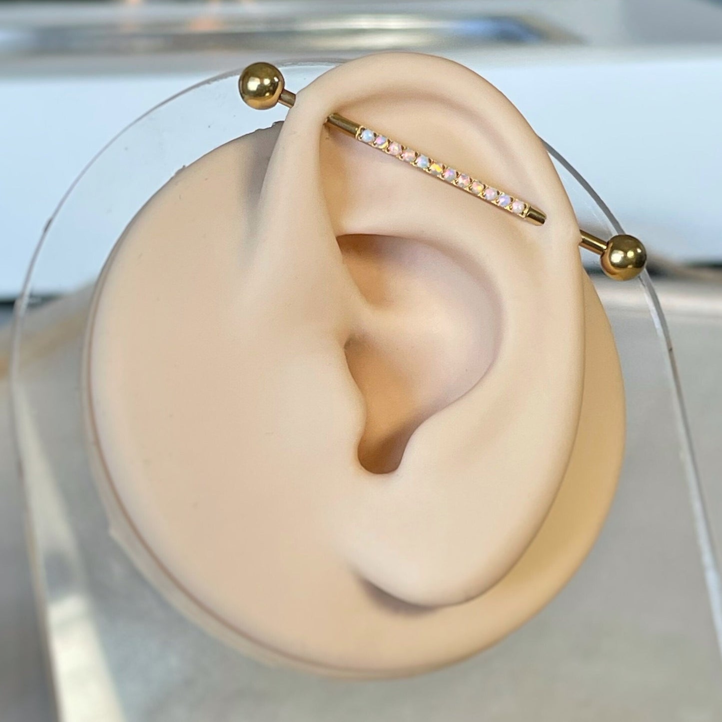 Opal Gold Titanium Industrial Piercing Jewelry (14G | 38mm | Titanium | Multiple Color Options)