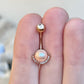 Rose Gold Pink Pearl Belly Button piercing (14G | 10mm | Surgical Steel | Gold, Silver or Rose Gold)